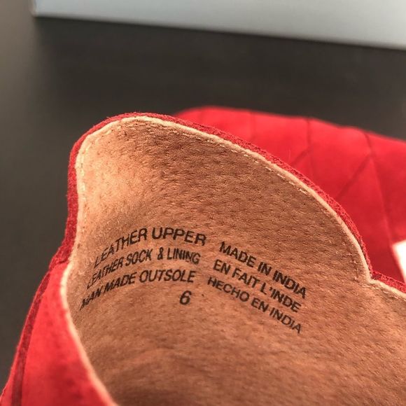 Seychelles Existence Red Suede Basket Weave Flat Mules New in Box - Picture 12 of 13